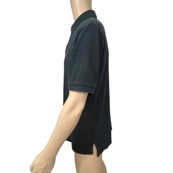 Polo By Ralph Lauren Men’s Shirt L Black Short Sleeve 2-Button Collar Red Logo - Picture 3 of 11